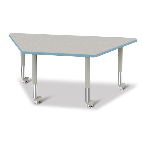 Berries Trapezoid Activity Tables, 30 in. x 60 in., Mobile, Freckled Gray/Coastal Blue/Gray